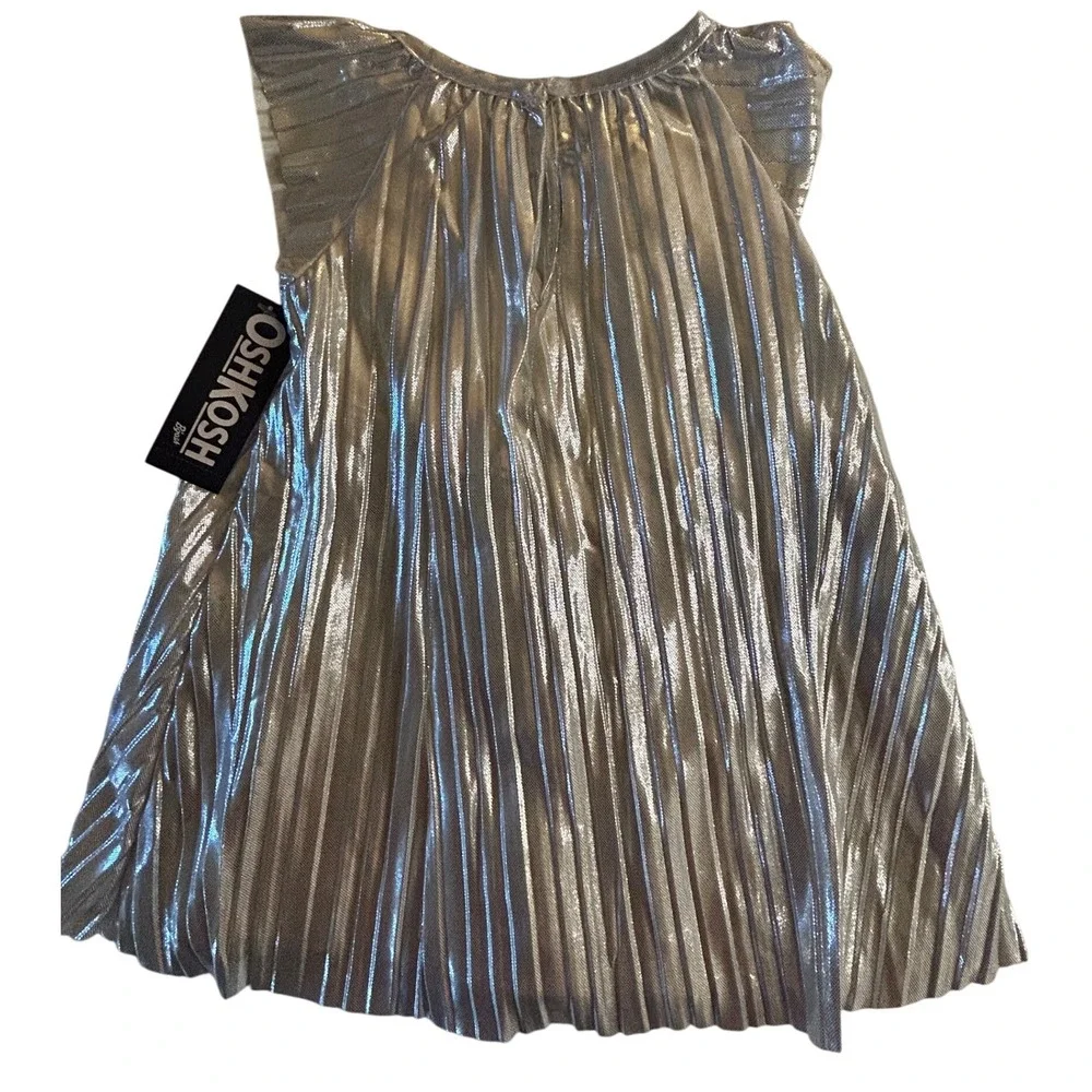 OshKosh B'gosh Girls Silver Metallic Pleated Dress - Size 12M‎ - NWT